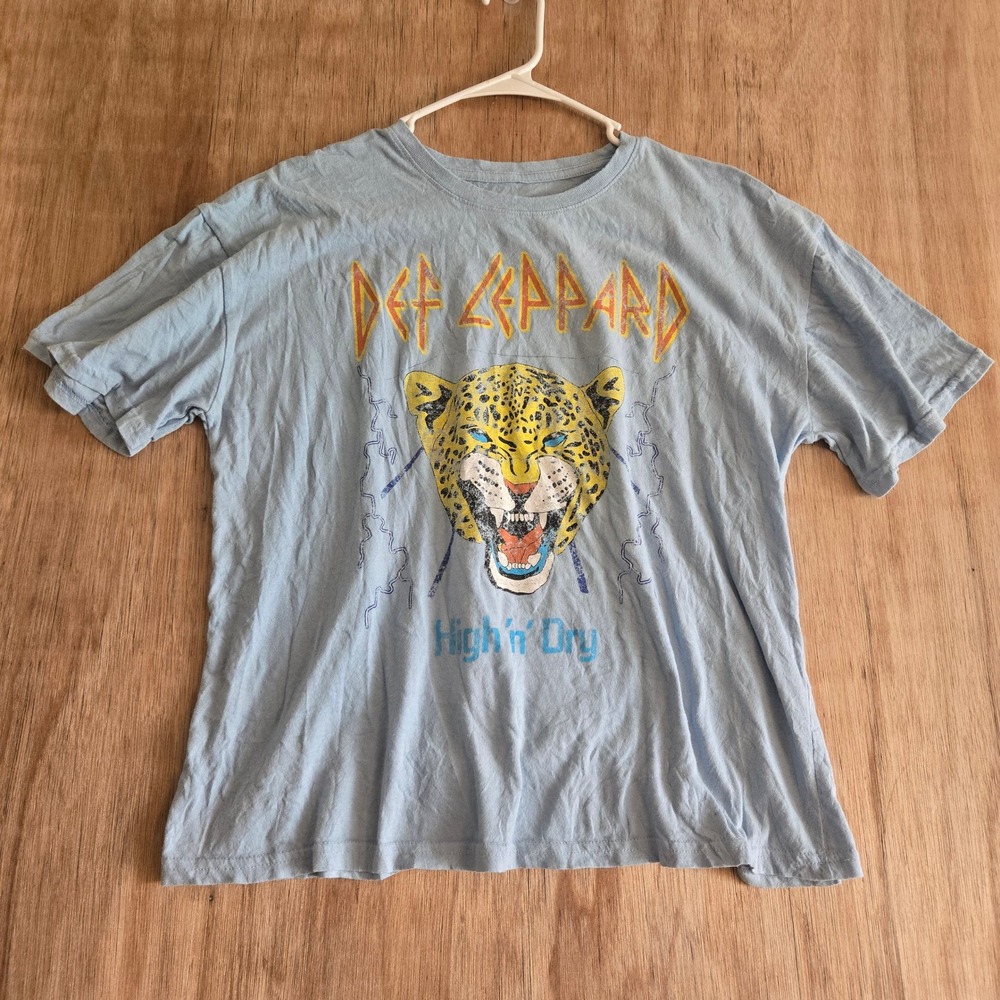 Def Leppard High n Dry Graphic Tee Light Blue Band T-Shirt Leopard 2024 XXL